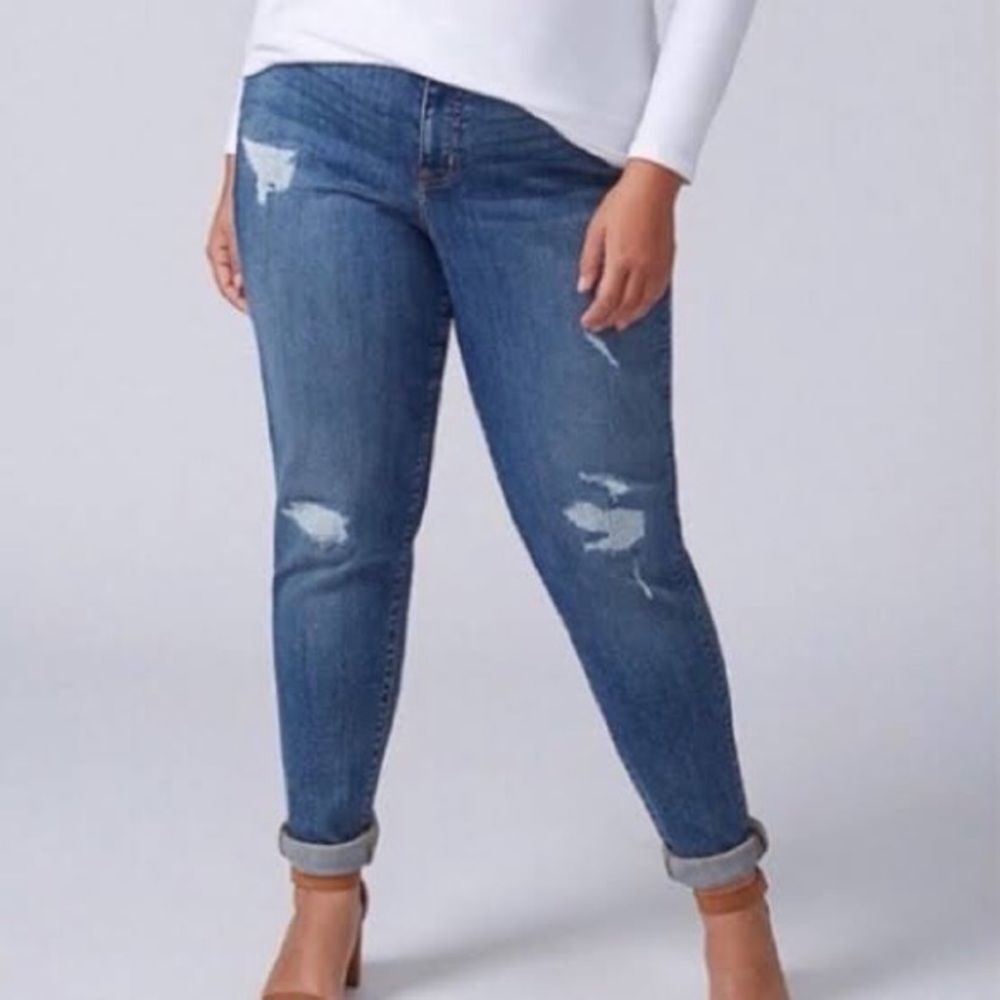 Lane Bryant Genius Fit Skinny‎ Jeans Women Plus 24 Destroyed Studded Back Pocket